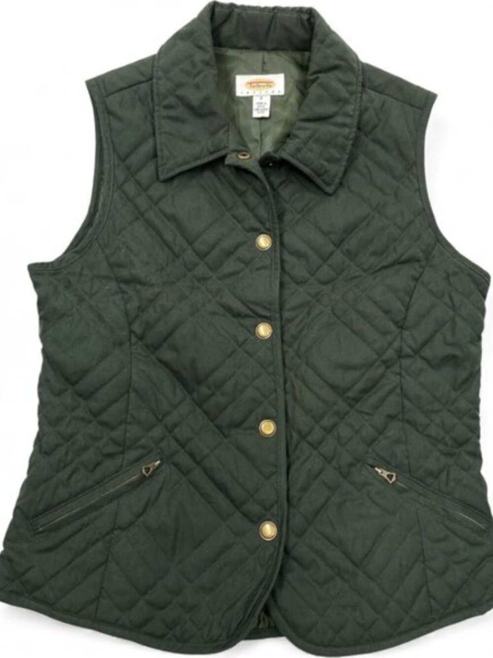 Talbots Olive Green Quilted Horse Riding Equestrian Vest Jacket Petites 0P